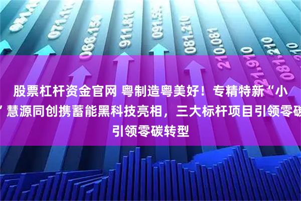 股票杠杆资金官网 粤制造粤美好！专精特新“小巨人”慧源同创携蓄能黑科技亮相，三大标杆项目引领零碳转型